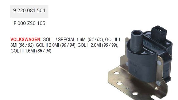 Imagen de BOBINA DE ENCENDIDO VOLKSWAGEN GOL/SAVEIRO 1.6MI-1.8MI